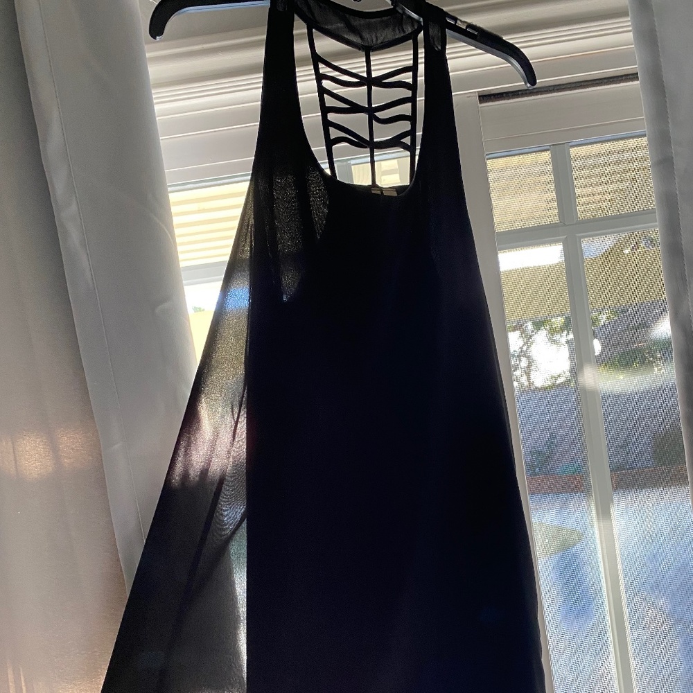 Flowy black midi dress